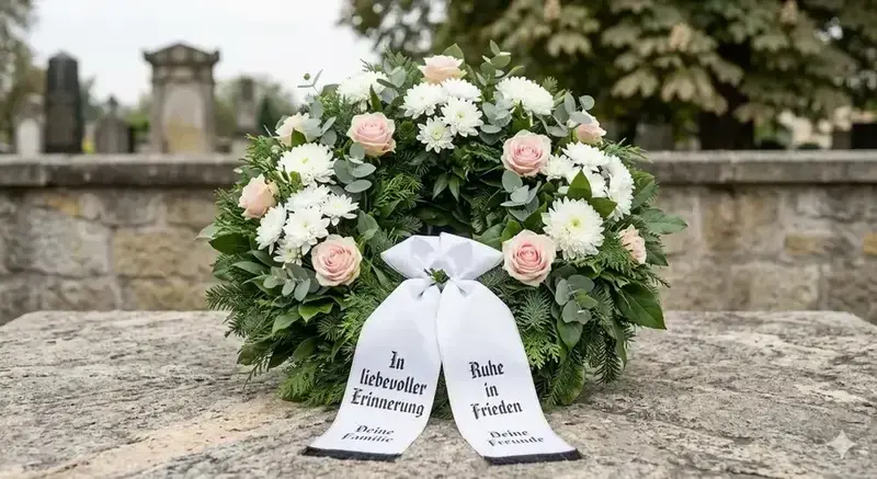 Trauerkranz mit Schleifen - In liebevoller Erinnerung, Ruhe in Frieden