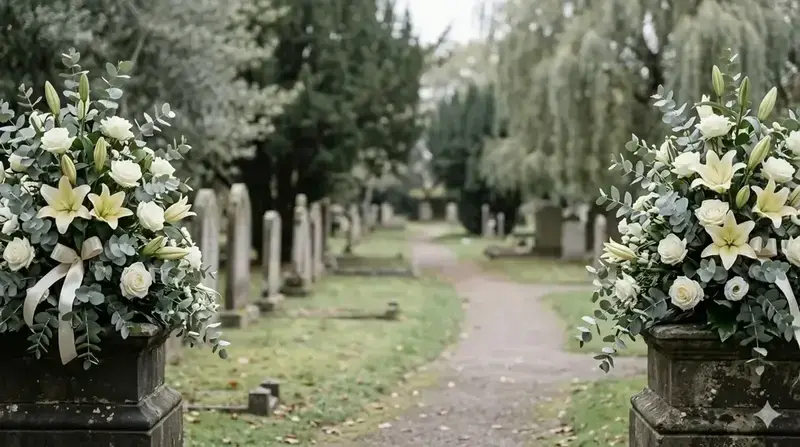 Trauerfloristik - Blumengestecke am Friedhof