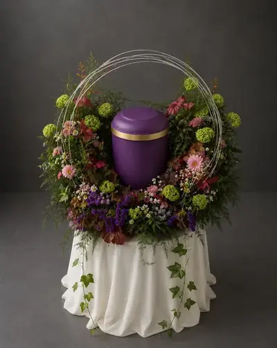 Urnendeko Alhena - Rosa, Grün, Lila