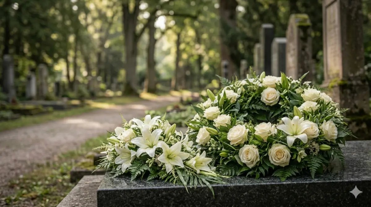 Trauerfloristik für Attenkirchen - Blumenschmuck auf einem Friedhof