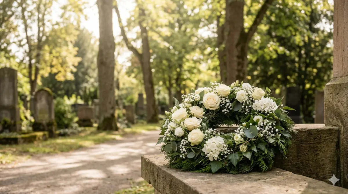 Trauerfloristik für Oberding - Blumenschmuck auf einem Friedhof